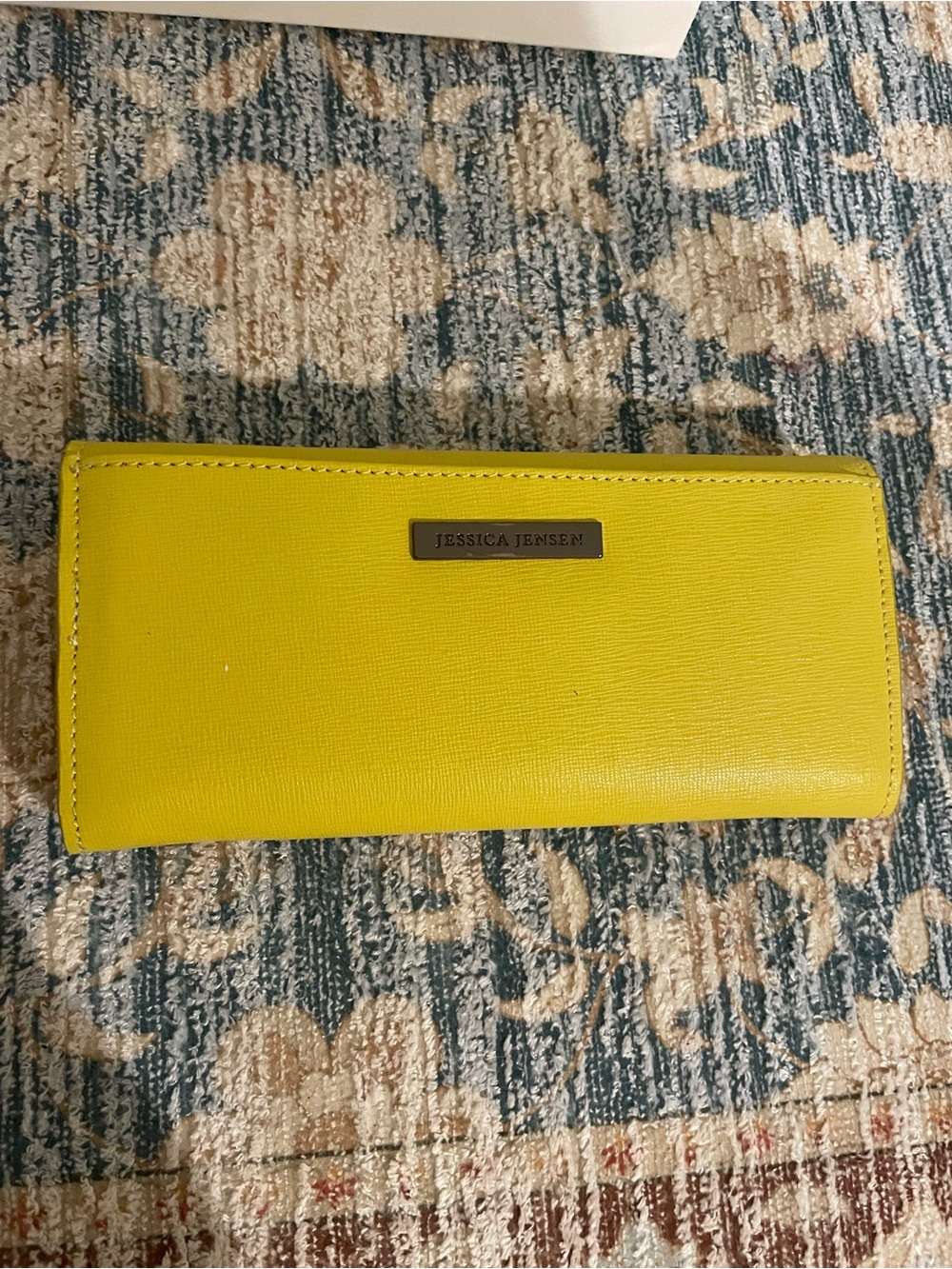 Jessica Jensen Beautiful Yellow Italian Saffiano Leather Front Snap Wallet NWOT